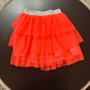 Vibrant Orange Tull Layered Skirt